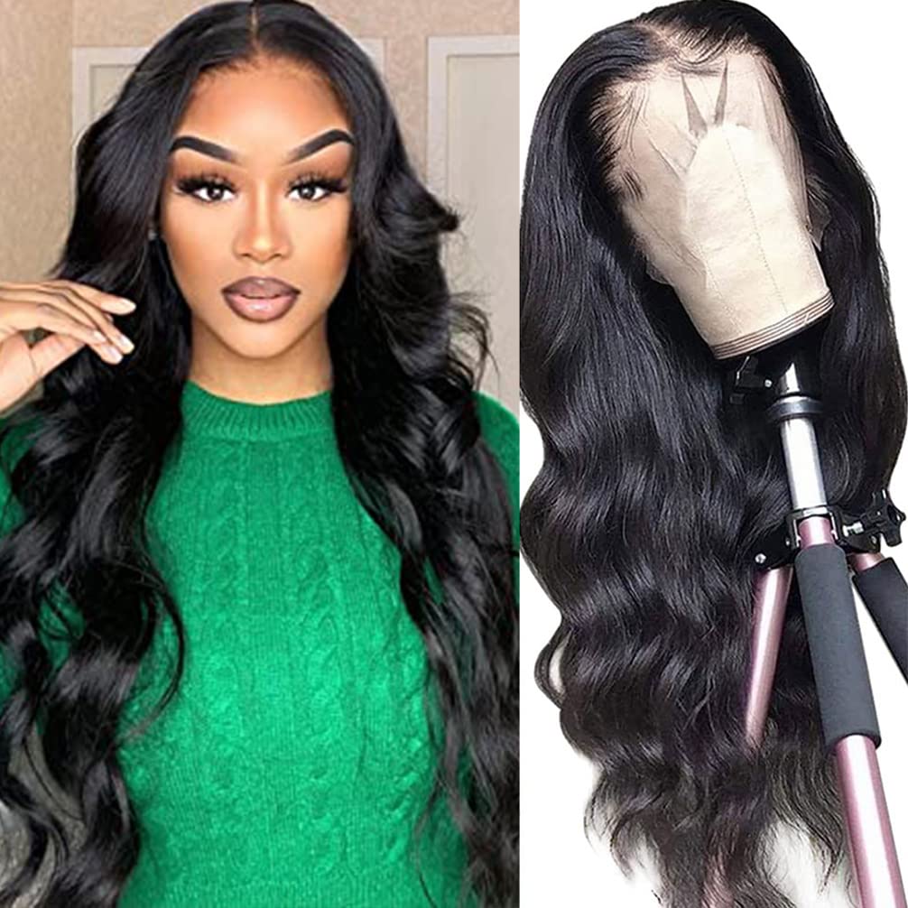 Srakuw 26 Inch 13X4 Lace Front Wigs Human Hair Pre Plucked Body Wave Wig Brazilian Human Hair Wigs For Black Women 180% Density