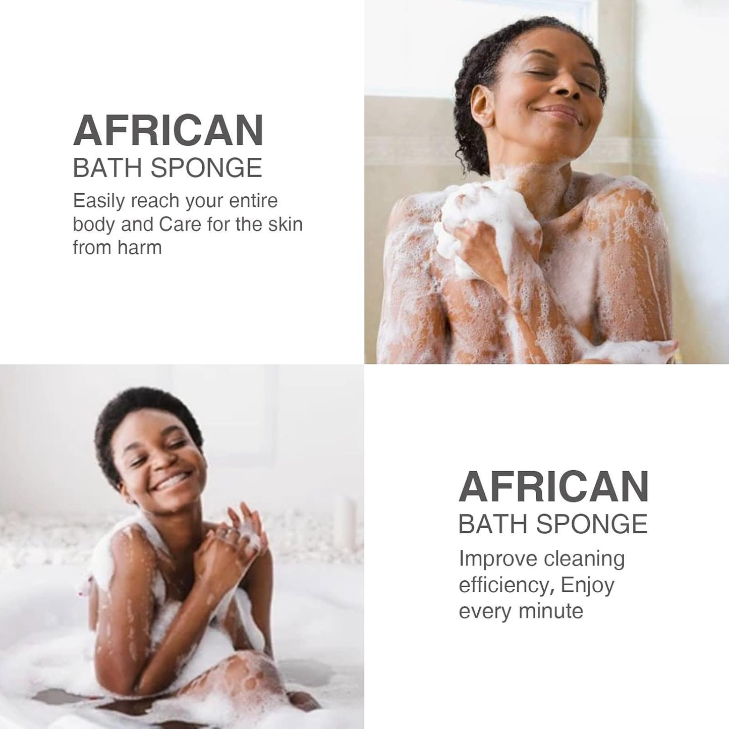 3-Piece African Net Bath Sponge Set | Exfoliating Body Scrubber | Black, Blue, Brown