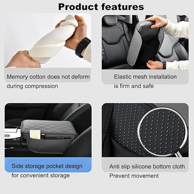Center Console Armrest Cover Compatible with GMC Sierra1500/2500/3500 2019 2020 2021 2022 2023 2024 Leather Car Armrest Cushion Pad Protector Black Interior Accessories,Coffee Brown