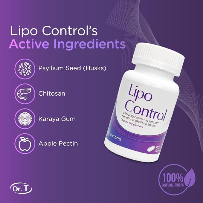 Dr. T Natural Cholesterol Lowering Supplement - Psyllium Seed (husks), Chitosan, Karaya Gum, Apple Pectin. Healthy LDL & HDL Cholesterol, and Triglyceride Levels - 60 Capsules