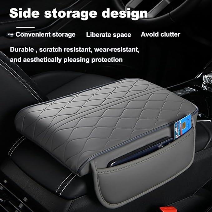 1 Pack Car Center Console Cover Custom Fit for Acura RDX 2013 2019-2023 2024 2025, Leather Memory Foam Armrest Cushion Protector, Anti-Scratch Durable Armrest Pad,Beige