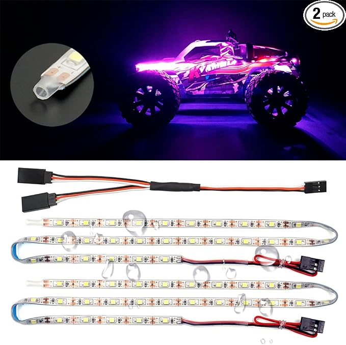 Waterproof LED Light Strips for RC Cars Trucks Airplanes Boats Drones Fixed Wing AR Wing Model Underglow Light (Pink)
