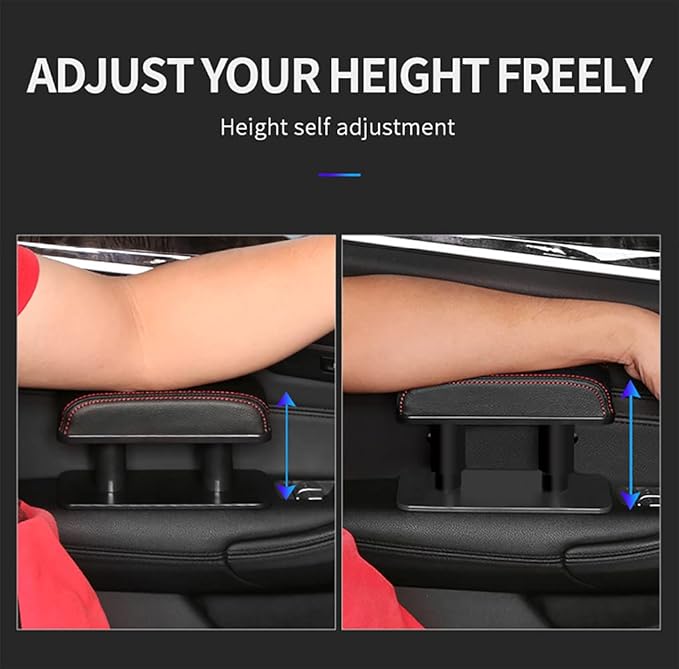 JEYODA Car Armrest Pad, Left Elbow Support, General Leather Booster Pad, Central Armrest Box, Adjustable Armrest (Brown)