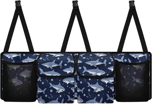 Shark Car Trunk Organizer Storage - Collapsible Pocket Automotive Expandable Sturdy Straps Folding Cargo Store for Auto Backseat