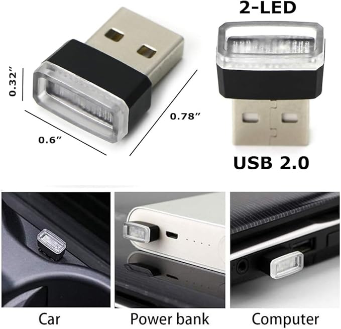 iJDMTOY Emerald Green USB Plug-in Miniature/Nano LED Car Interior Ambient Accent Lighting Kit