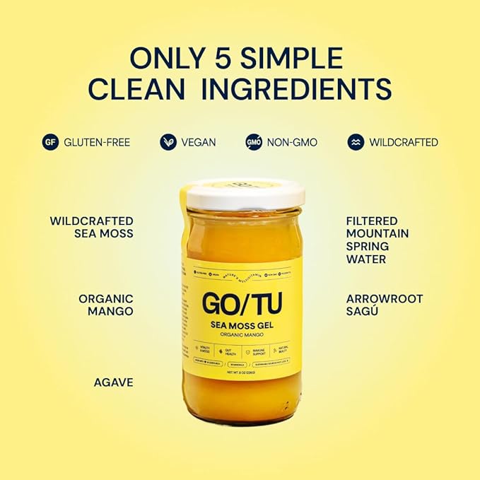 GO/TU Sea Moss Gel – 8oz Mango | Pure, Shelf-Stable Superfood | Nature’s Multivitamin