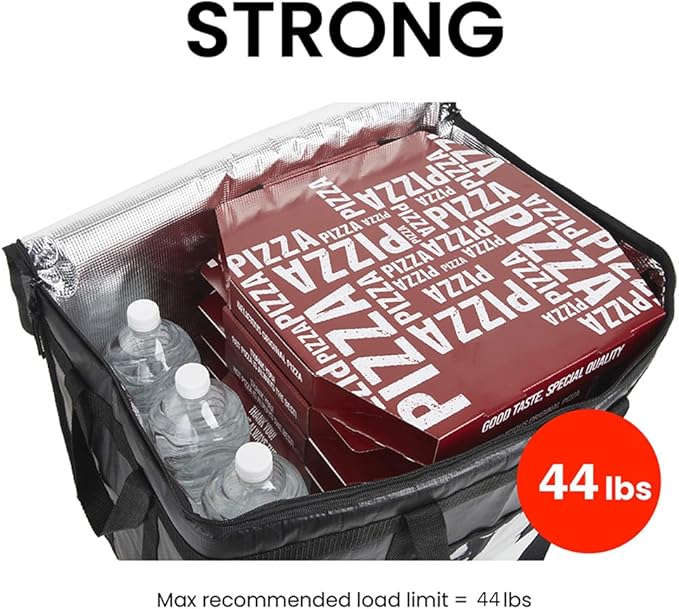 NZ home Insulated Bags for Food Delivery (3XL) Grocery Shopping Cooler Bag, Pizza Delivery, Hot & Cold Catering Tote, Reusable, Foldable & Heavy Duty (Black)