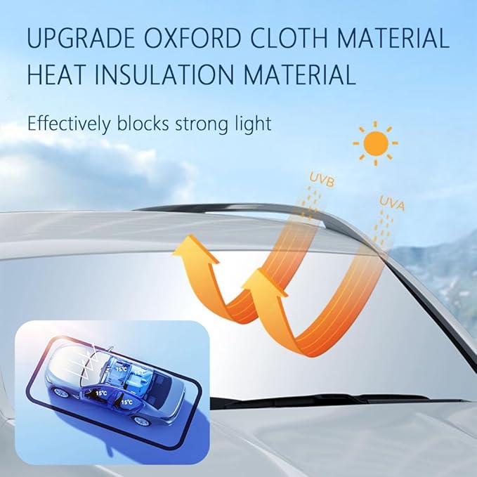 300T Thickened Sunshade for Car Windshield,Windshield Sun Shade for Blocking 99% Sunlight & Heat,Summer Car Essentials Sun Cover for Car Windshield Fits,Truck,SUV (XL: 59x31.5 inch)