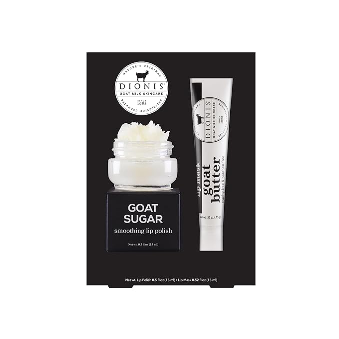 Dionis Goat Milk Lip Care Set – Original Sugar Lip Scrub & Overnight Mask + Vanilla Bean Overnight Lip Mask & Balm Duo for Deep Hydration and Chapped Lip Repair