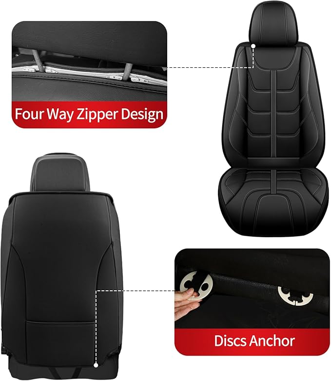 TTX LIGHTING Car Seat Covers fit for Acura TSX 2009-2014 Front Seat: Premium Leather Automotive Seat Cover with Airbag Compatible Waterproof (2 Seats, Black)