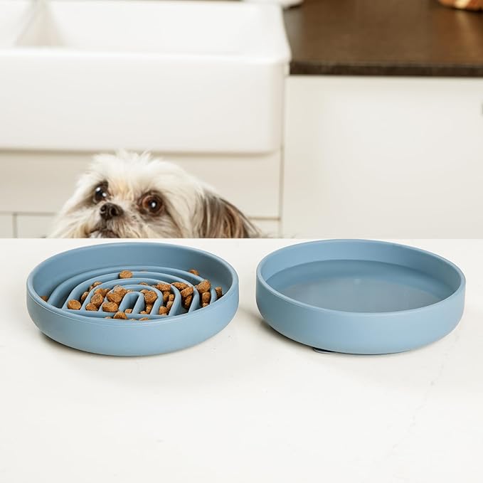 The Slowdown Bowl Silicone Slow Feeder for Cats & Dogs, Slow Eating Mealtime Solution with Modern Lick Mat Design, Reduces Gulping, Fits 1 Cup 6” Across x 1.25” Tall, Small-Honey