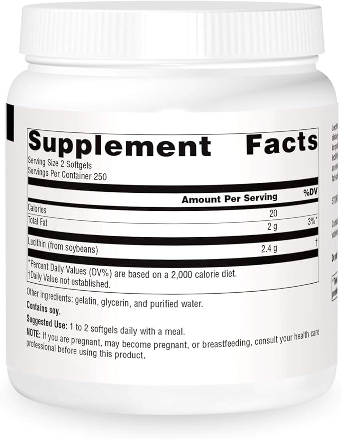 Source Naturals Lecithin 1200 mg, A Natural Emulsifier - 500 Softgels