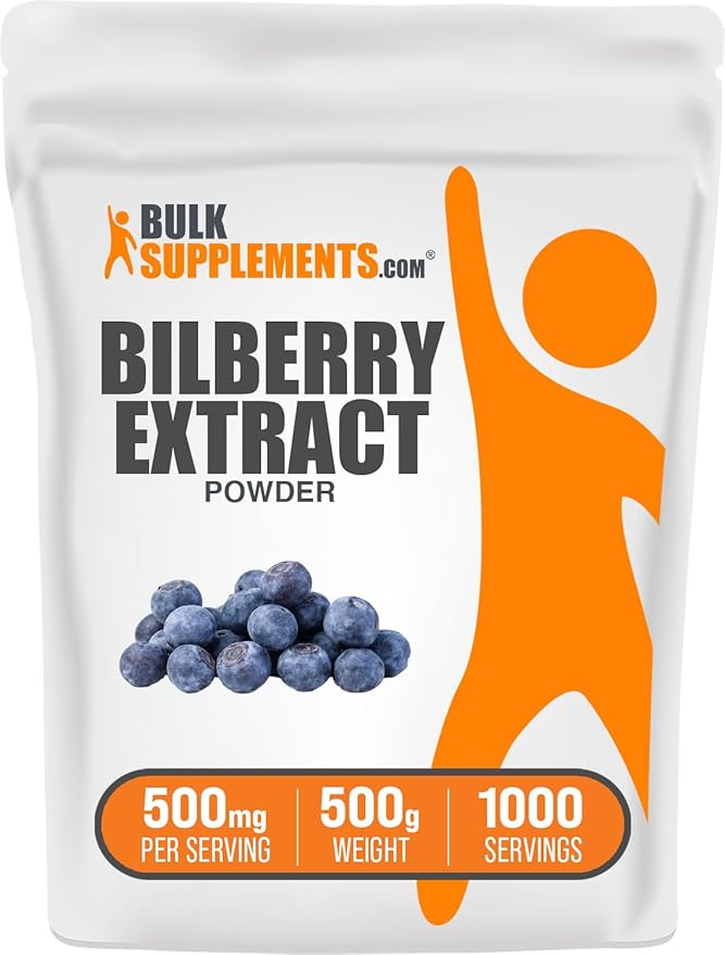 BulkSupplements.com Bilberry Extract Powder - Bilberry Fruit Extract, Bilberry Powder, Bilberry Supplement for Eyes - Glulten Free, 500mg per Serving, 500g (1.1 lbs) (Pack of 1)
