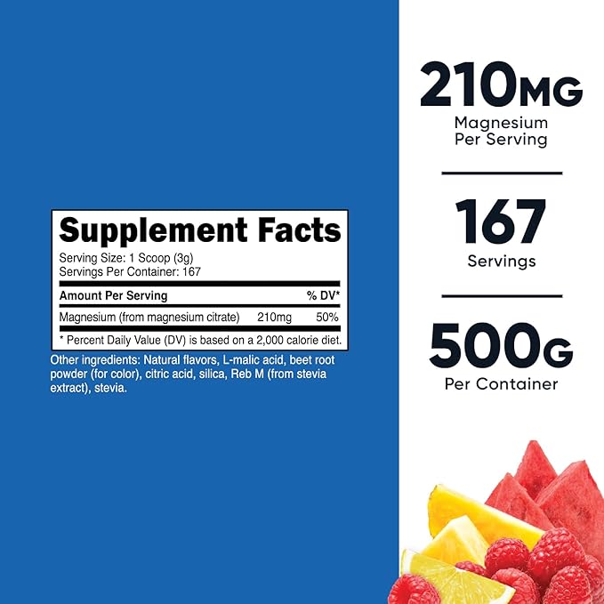 Nutricost Magnesium Citrate Powder (Fruit Punch, 500 Gram)