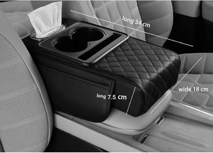 Car Arm Rest Cushion for Mazda CX-5, Center Console Armrest Pillow Car Armrest Pad Trucks with Cup Holder, Armrest Pad Storage Bag(White)