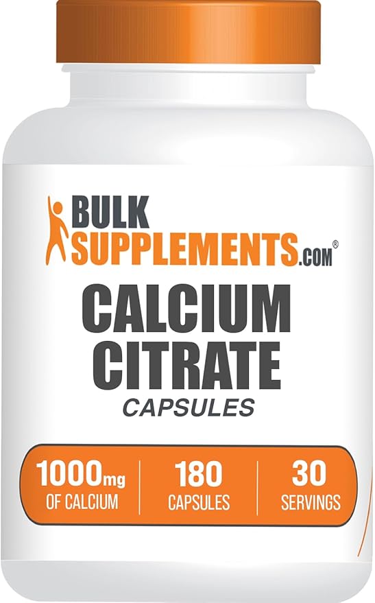 BulkSupplements.com Calcium Citrate Capsules - Calcium Citrate Supplement, with Calcium 1000mg per Serving - Soy Free, 6 Capsules per Serving, 180 Capsules (Pack of 1)