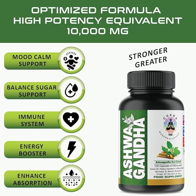 MUFASA Organic Ashwagandha Equivalent 10,000 mg - 120 Vegan Capsules - Pure Organic Ashwagandha Powder and Root Extract Capsules - Stress Relief, Mood Enhancer - 4 Month Supply