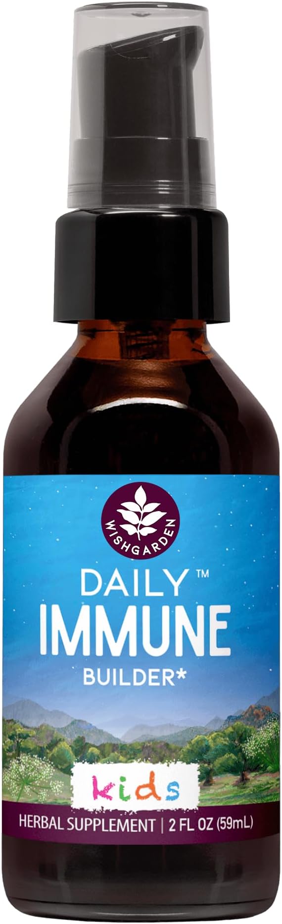 WishGarden Herbs Daily Immune for Kids - Daily Immune Support Formula for Children, Herbal Immune Defense & Immune System Booster with Black Elderberry & Echinacea, Kids Immune Support Supplement, 2oz