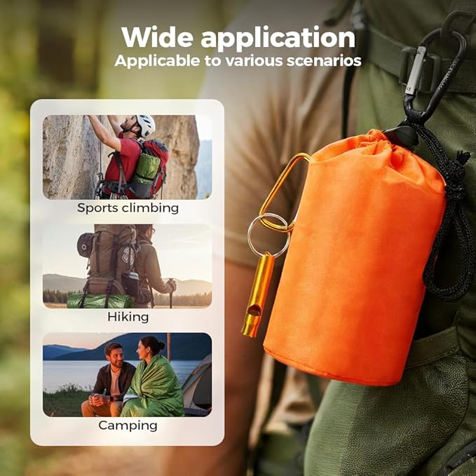 2026 New Blanket, Emergency Sleeping Bag for Survival, Blanket with Emergency Whistle Waterproof, Compact Lightweight, Emergency Mat for Survival Kit Car Camping Gear Hiking Go (Orange*3)