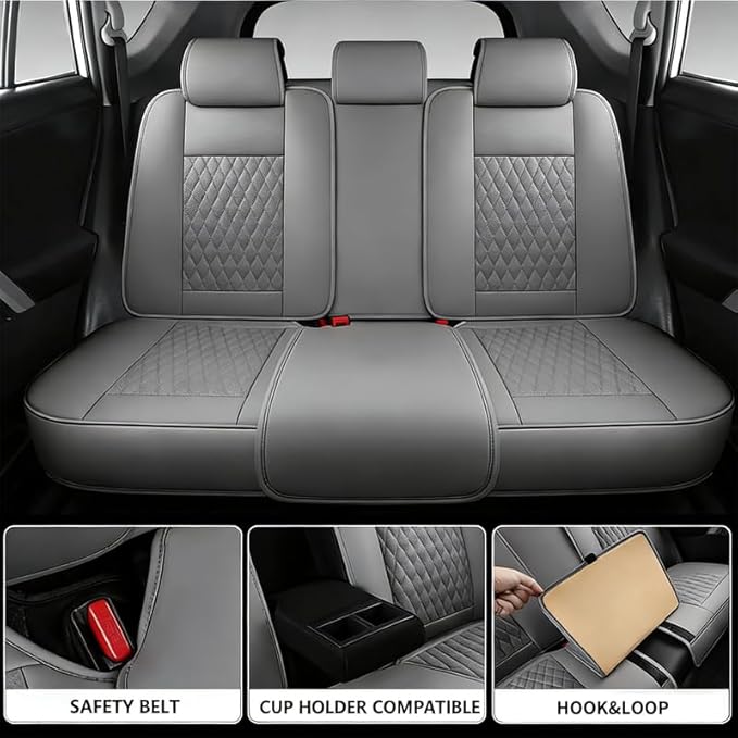 Car Seat Covers Full Set Custom Fit for Mercury Sable 1995-2009 - Premium Faux Leather with Lumbar Support | Breathable, Waterproof, Anti-Slip, Durable (Gray,Full Set)