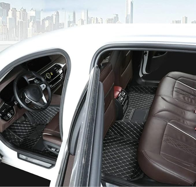 Car Floor Mats Automotive Floor Mats Vehicle Specific All Weather Protection Custom Compatible with Most of 98% Cars SUVs (Black and Red)