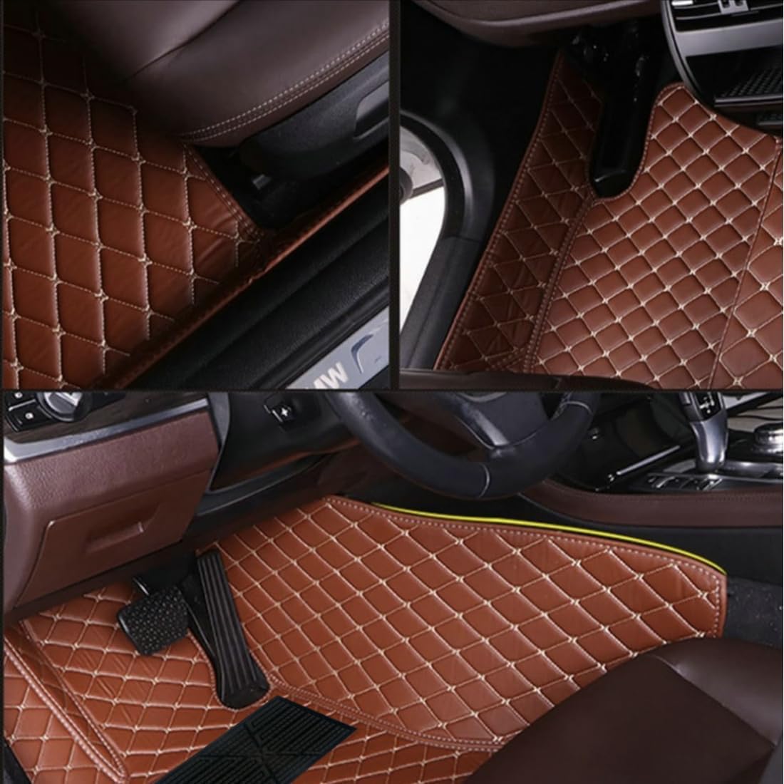 Custom Personalized Floor Mats for Cars，Luxury Full Coverage All Car Floor Mats，Anti-Slip Leather Car Mat Set ，Custom Floor Mats for 99% of Cars, Trucks & SUVs. (White)