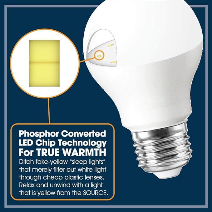 Miracle LED 3W Blue Blocking Warm Yellow Tight-Spaces Sleep Bulb Replacing Up to 50W to Replicate Setting Sun and Produce Melatonin Organically, Amber Glow, 609013