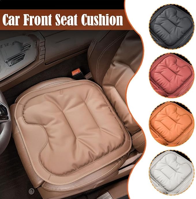 Skin-Friendly & Dirt-Repellent Leather Seat Cushions, 2026 Car Seat Cushion for Driving, 1.57" Thick Comfort Seat Protector, Universal Non-Slip Memory Foam Pad for Car (White, Front Seat Cushion)