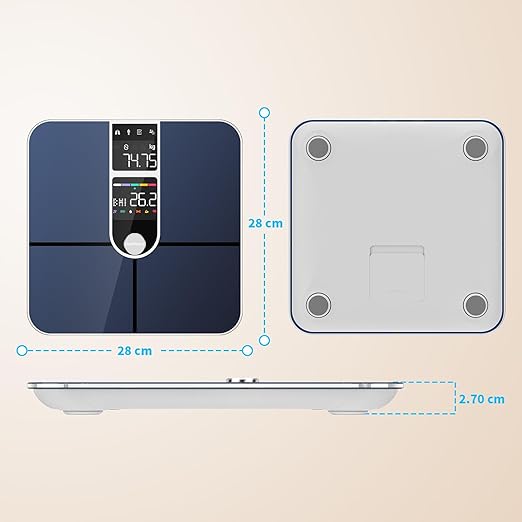 Body Fat Scale with Dual VA Displays and ITO Technology, 16 Body Datas with Heart Rate, Smart Weight Scale Compatible with iOS & Android, Max 400lb/180kg, Sliver