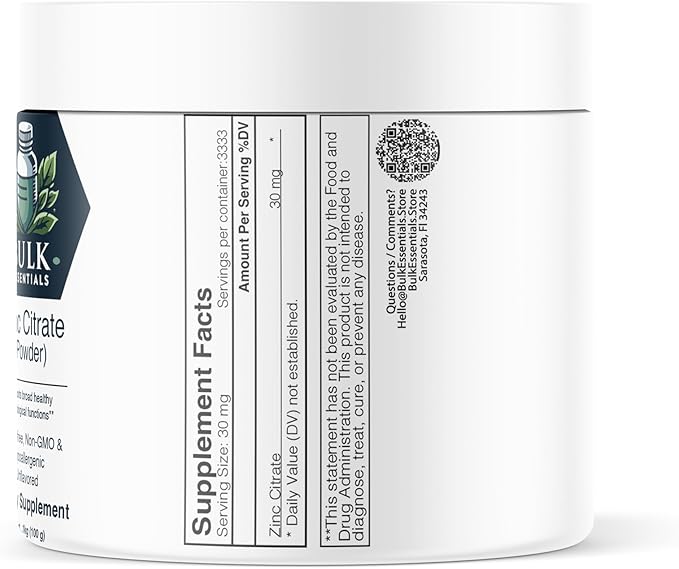 Zinc Oxide Powder - Zinc Oxide Supplement - Zinc Powder for Immune Support - Gluten Free - 50mg per Serving -100g