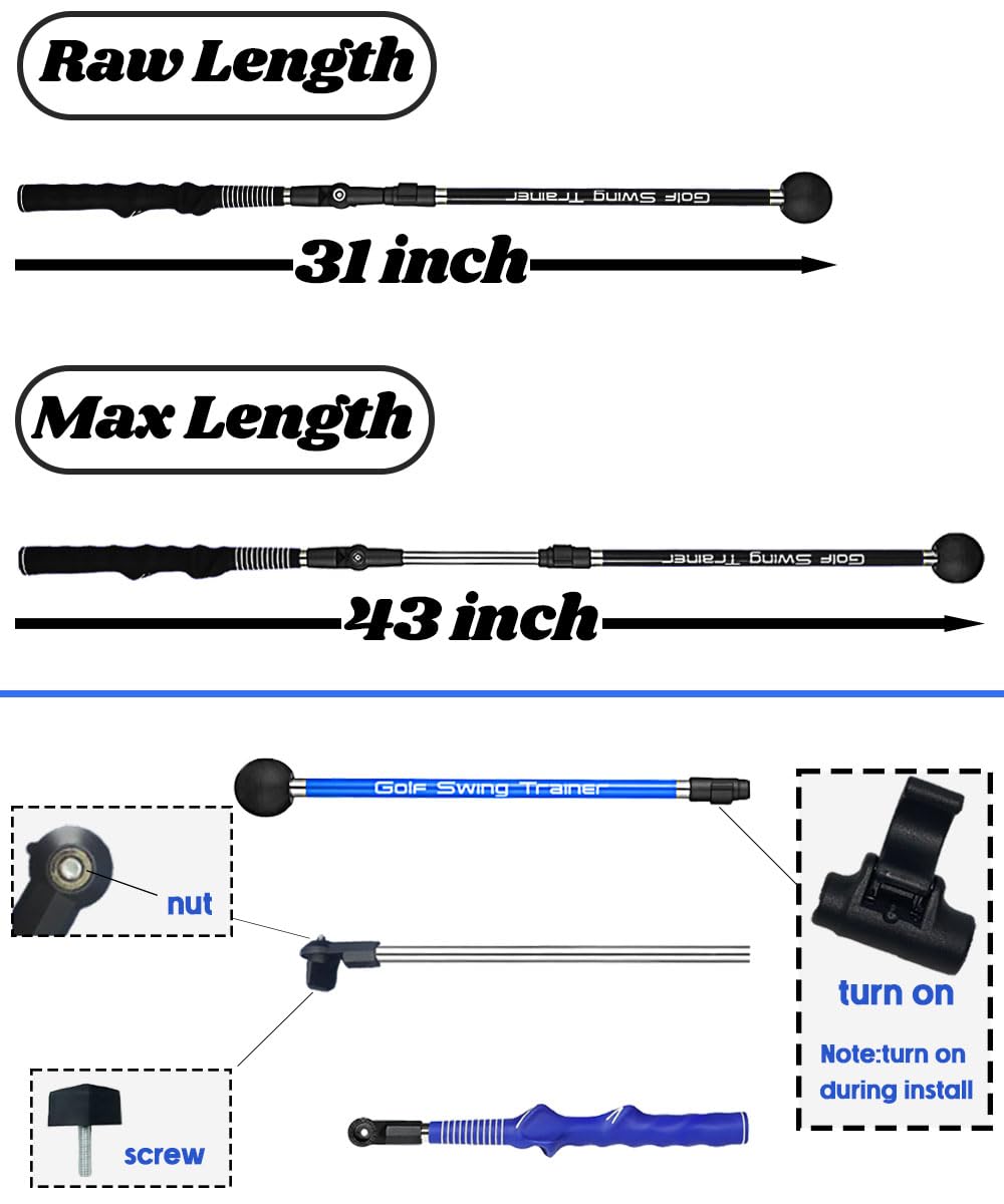 Zcoorey Golf Swing Trainer aid - Golf Training aid to Improve Hinge, Forearm Rotation, Shoulder turna and Grip.Portable Collapsible Swing Trainer Equipped with Golf Grip Trainer