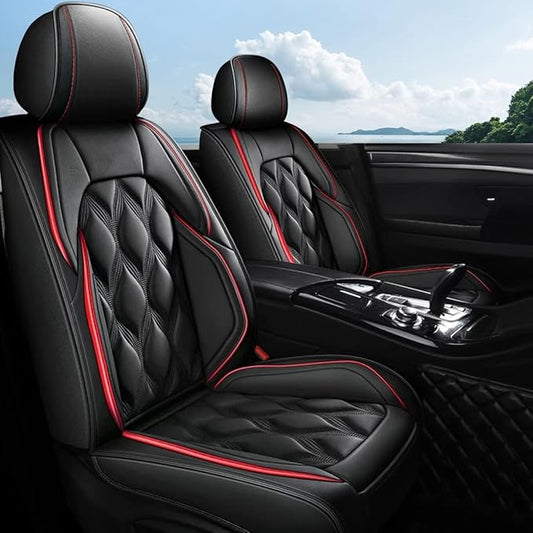 AOMSAZTO Car Seat Covers 2 Front Seats Custom Fit for Chevrolet/Chevy Traverse 2018-2026 Leather Car Seat Cover Seat Cushion Protector Airbag Compatible Waterproof Black