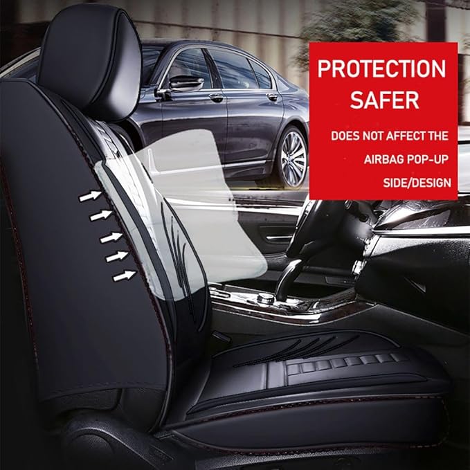 for Chevy Equinox Seat Covers 2005-2026, Full Coverage Customized Car Seat Covers, Premium Leather Waterproof Stain-Resistant Easy to Install (Standard 2 Seats, Black)