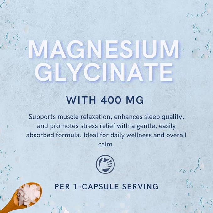 Magnesium Glycinate 400mg – High Absorption Magnesium Supplement for Muscle Relaxation & Sleep Support – 90 Gel Capsules, Organic Magnesium for Overall Wellness