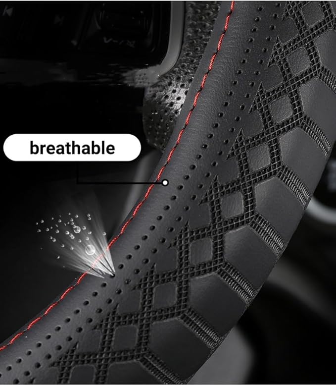 Corium Leather Steering Wheel Cover Rubber Inner Ring All Car Universal Four Seasons Universal Anti-Slip15 16 17 18 19 inch for Truck (Brown, 15inch)