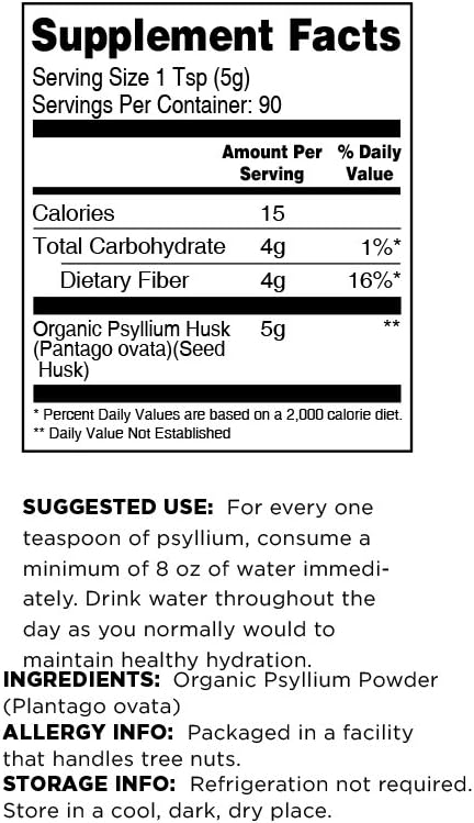Terrasoul Superfoods Organic Psyllium Husk Powder, 1 Lb - Superfine Texture | High Purity | Keto Baking