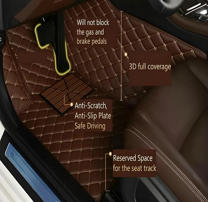 Customize Car Floor Mats for 99% Sedan SUV Sports Car All Weather Leather Full Coverage Waterproof Non-Slip Vehicle Lining Pads (Black Blue)