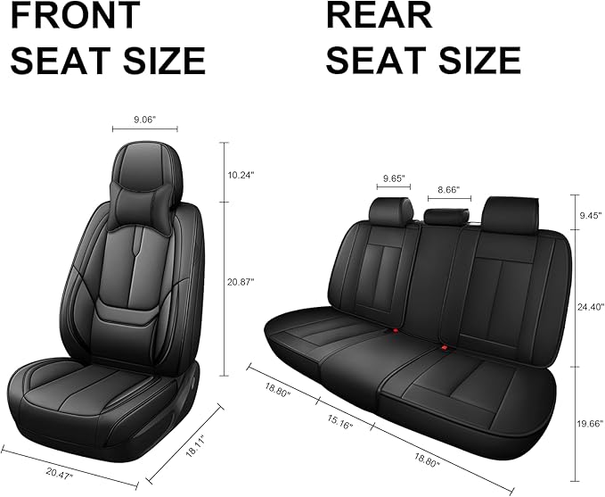 Fit for 98% of Mercedes Benz Car Seat Covers with Headrests, Premium Nappa Leather Seat Cover, Fully Wrapped Protect Modern Style Seat Cover (5-Seat Luxury, Classic Black)