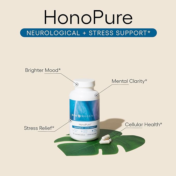 EcoNugenics HonoPure Magnolia Bark Extract – 98% Pure Honokiol Supplement Helps with Brain Function, Sleep Aid, Stress Relief & Overall Mood – Nootropic with GABA & Antioxidant Support – 30 Capsules