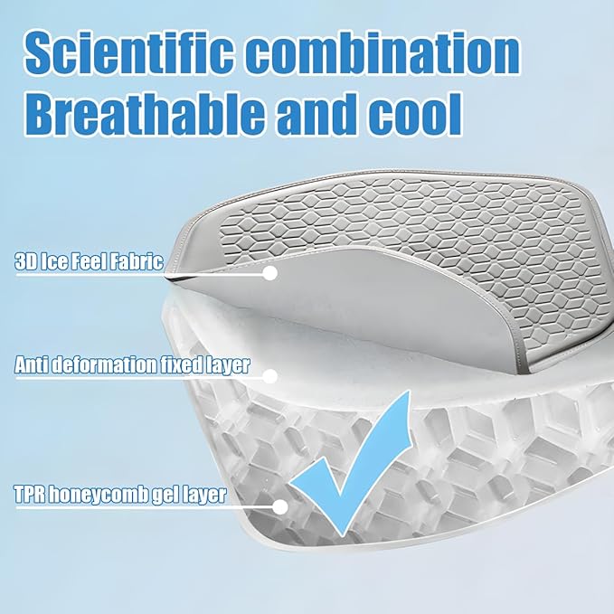 Gel Car Seat Cushion, Non-Slip & Comfortable Automotive Chair Protector Pad for Driving, Breathable Vehicle Interior Mat Cover Accessories, Universal for SUV Sedan Truck (Coffee)