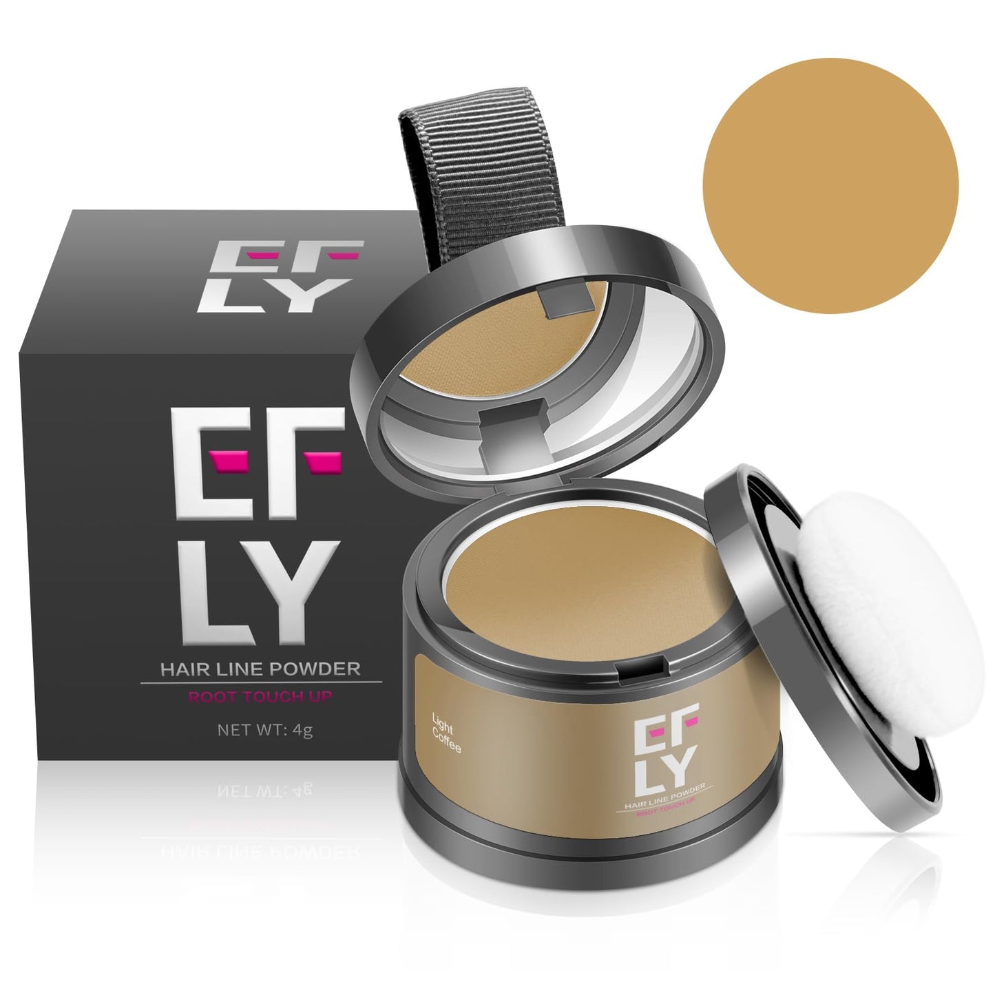 Root Touch Up Gray Shadow Powder For Thinning Hair, Hairline Cover Up For Women, Men - Eyebrows, Beard Line (Light Coffee)