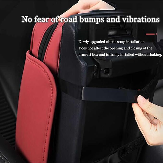 Car Center Console Cover for Infiniti FX SUV FX35 / FX37 / FX40 / FX45 /FX50, Leather Car Arm Rest Cover, Car Armrest Cushion with 2 Storage Bags Car Center Console Armrest Pad, B Black