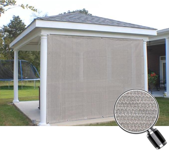 Alion Home Sun Shade Privacy Panel with Grommets and Hems on 4 Sides for Patio, Awning, Window, Pergola or Gazebo - Smoke Tan(10' w x 8' H)