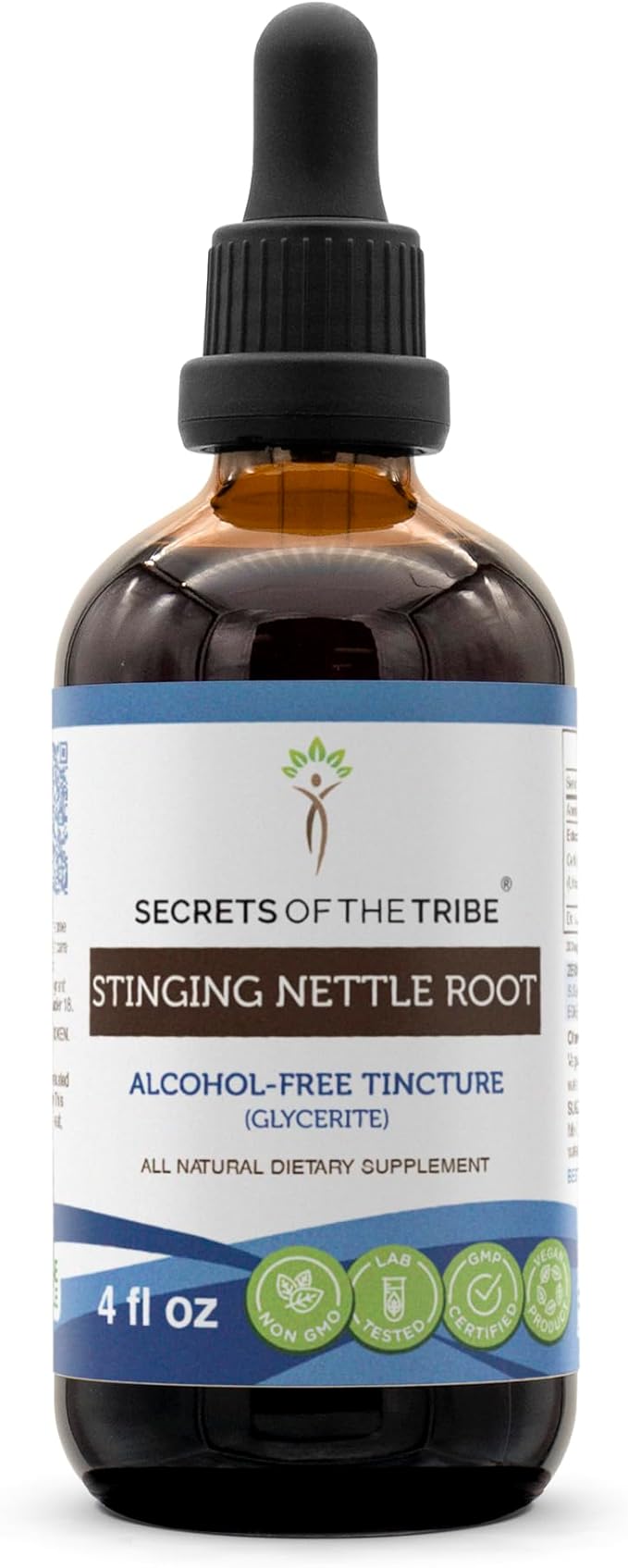 Secrets of the Tribe Stinging Nettle Alcohol-Free Liquid Extract, Stinging Nettle (Urtica Dioica) Dried Root (4 FL OZ)