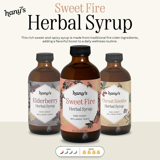 Hany's Harvest Sweet Fire Herbal Syrup – 16 fl oz | All-Natural Wellness Tonic, Apple Cider Vinegar, Raw Honey | Non-GMO, Gluten-Free, Handcrafted