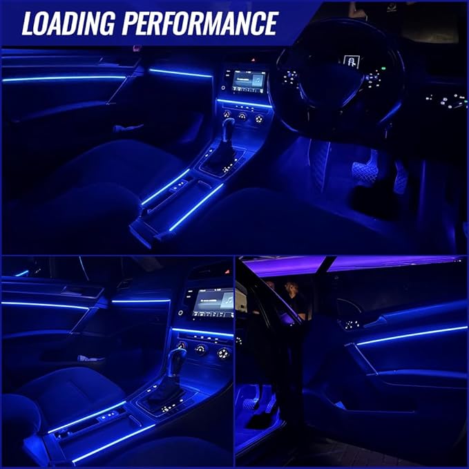 Acrylic Car Led Lights Interior with APP,Universal RGB Acrylic Ambient Lighting Car Kit,175 inch Neon Flexible Fiber Optic Led Strip Music Sync Lights for Car,6 in 1 USB Power Dashboard Decorations
