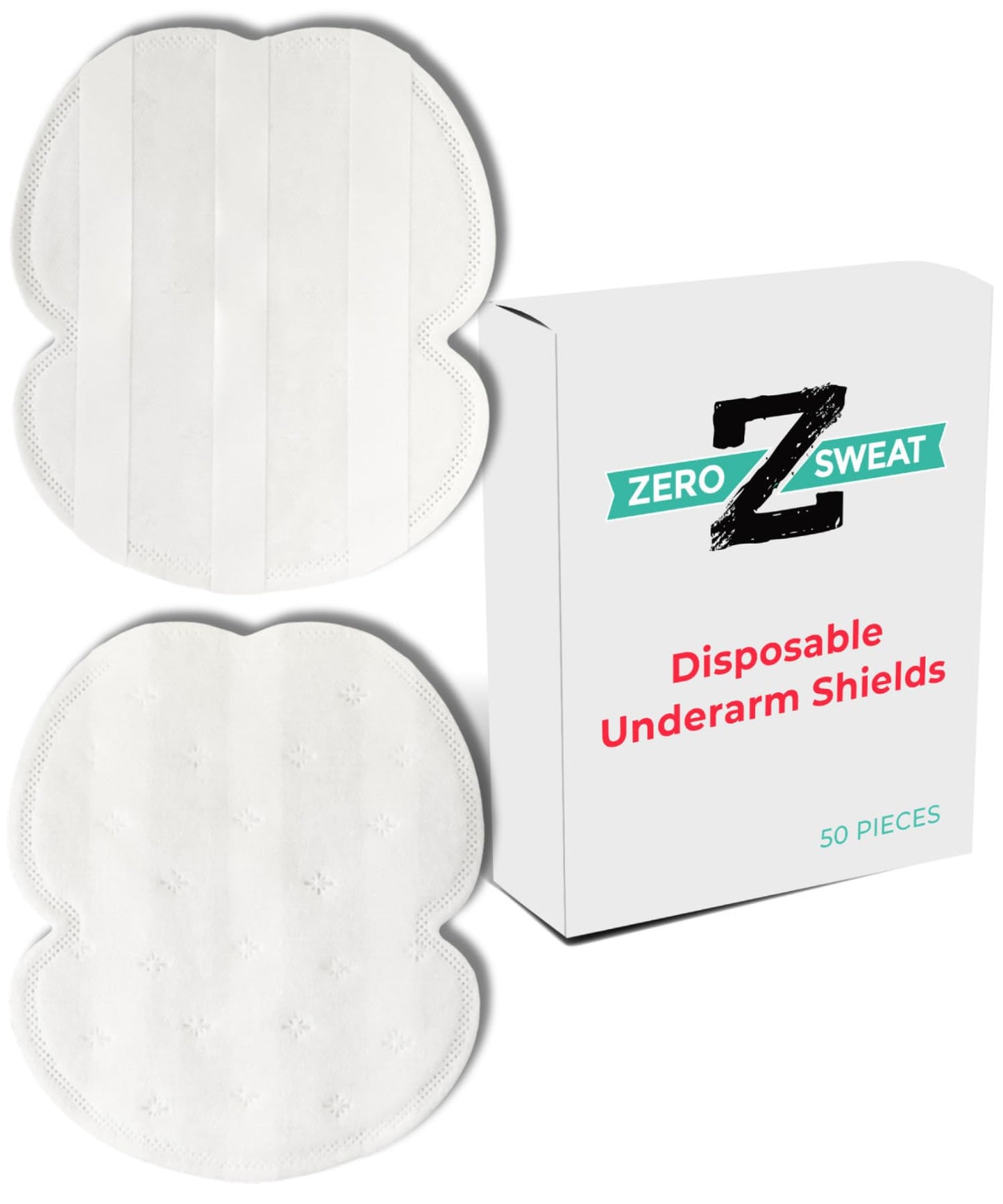Zerosweat Underarm Sweat Pads | Block Sweat W/Natural Disposable Absorbent Pads (50 Pads)