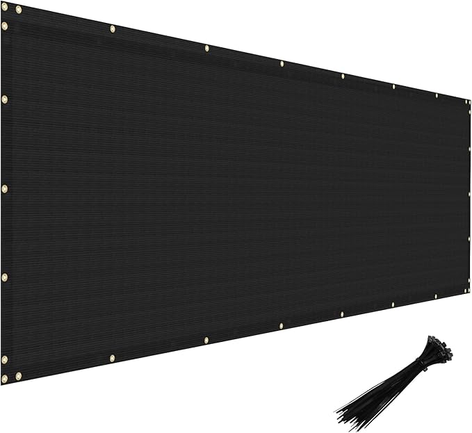Windscreen4less Privacy Fence Screen Heavy Duty Windscreen Fencing Mesh Fabric Shade Net Cover with Brass Grommtes for Outdoor Wall Garden Yard Pool Deck, 8'x88' Black