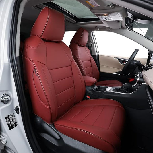 EKR Rav4 Seat Covers Custom Fit for Toyota Rav4 (Hybrid) SE/XSE & (PHEV) GR Sport 2026,Car Seat Cover Full Set for SUV,Factory-Style Interior Upgrade, Easy-Wipe Protection,Faux Leather(Burgundy)