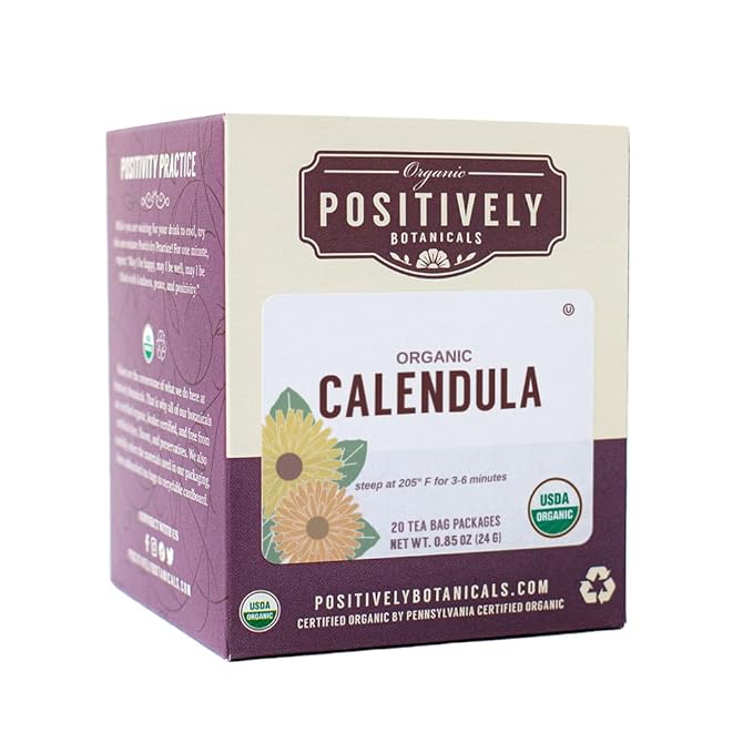 Organic Positively Botanicals Company, Calendula Herbal Tea Bags, 20 Count